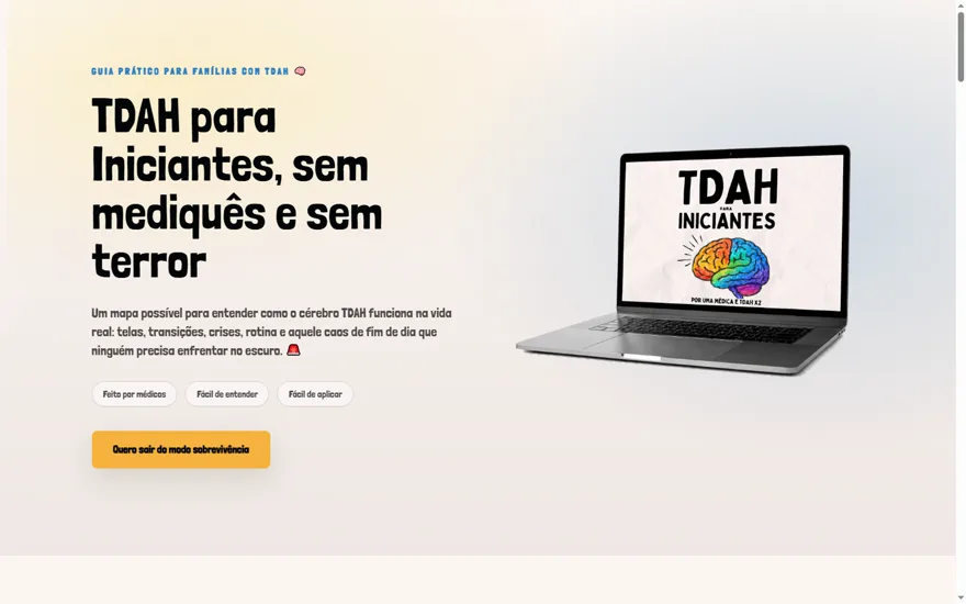 Página do TDAH para Iniciantes, da Isabela